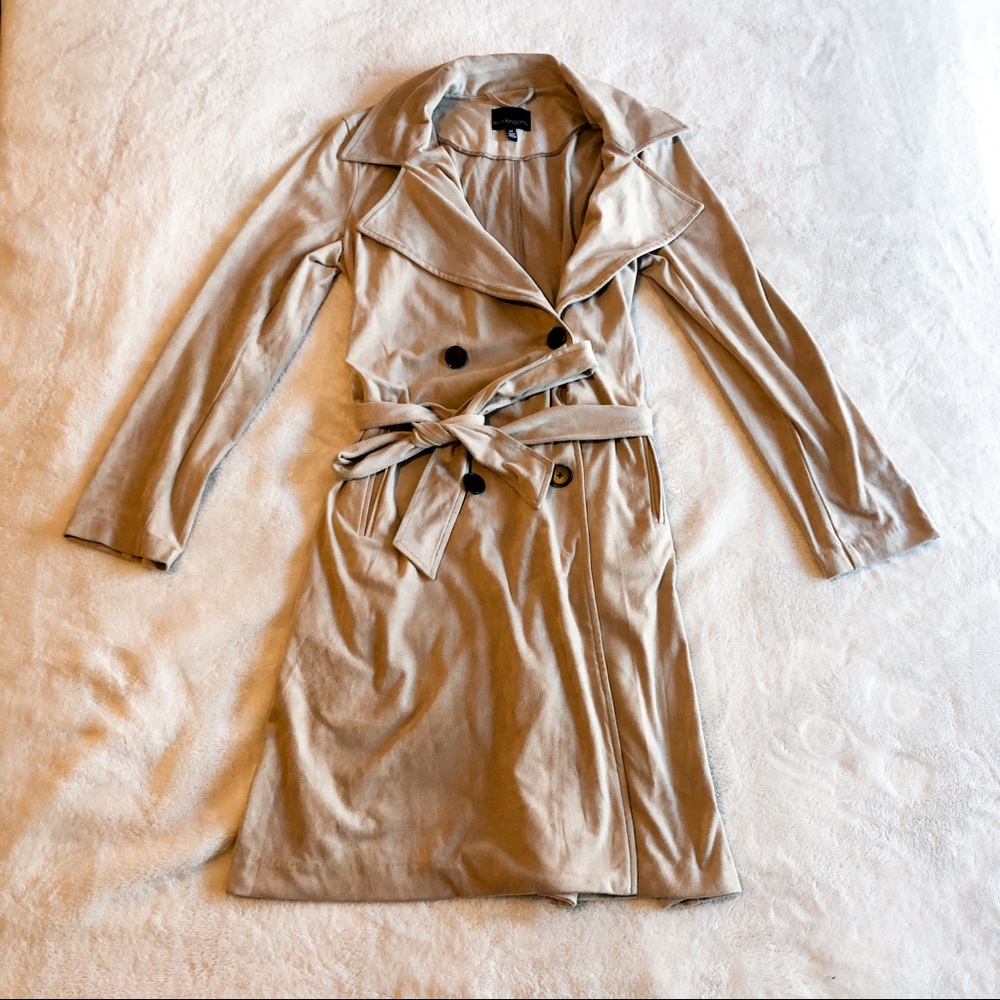 Eva Longoria | Faux Suede Trench Coat